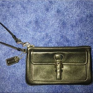 Authentic COACH Black Leather Wristlet